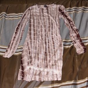 SHEIN Pink Tie-Dye Long Sleeve Dress